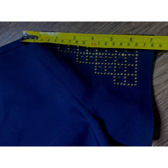 Sensiline Navy Dress Womens 4 Cut-Out Gold Embellishments Cocktail Sheath Dress - Picture 14 of 14